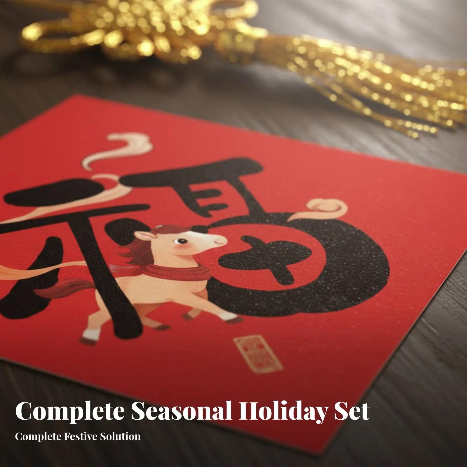 

Horse Zodiac Festive Couplets, Door Decoration Set, Chinese New Year Fai Chun, Bulk Pack for Home, Shop