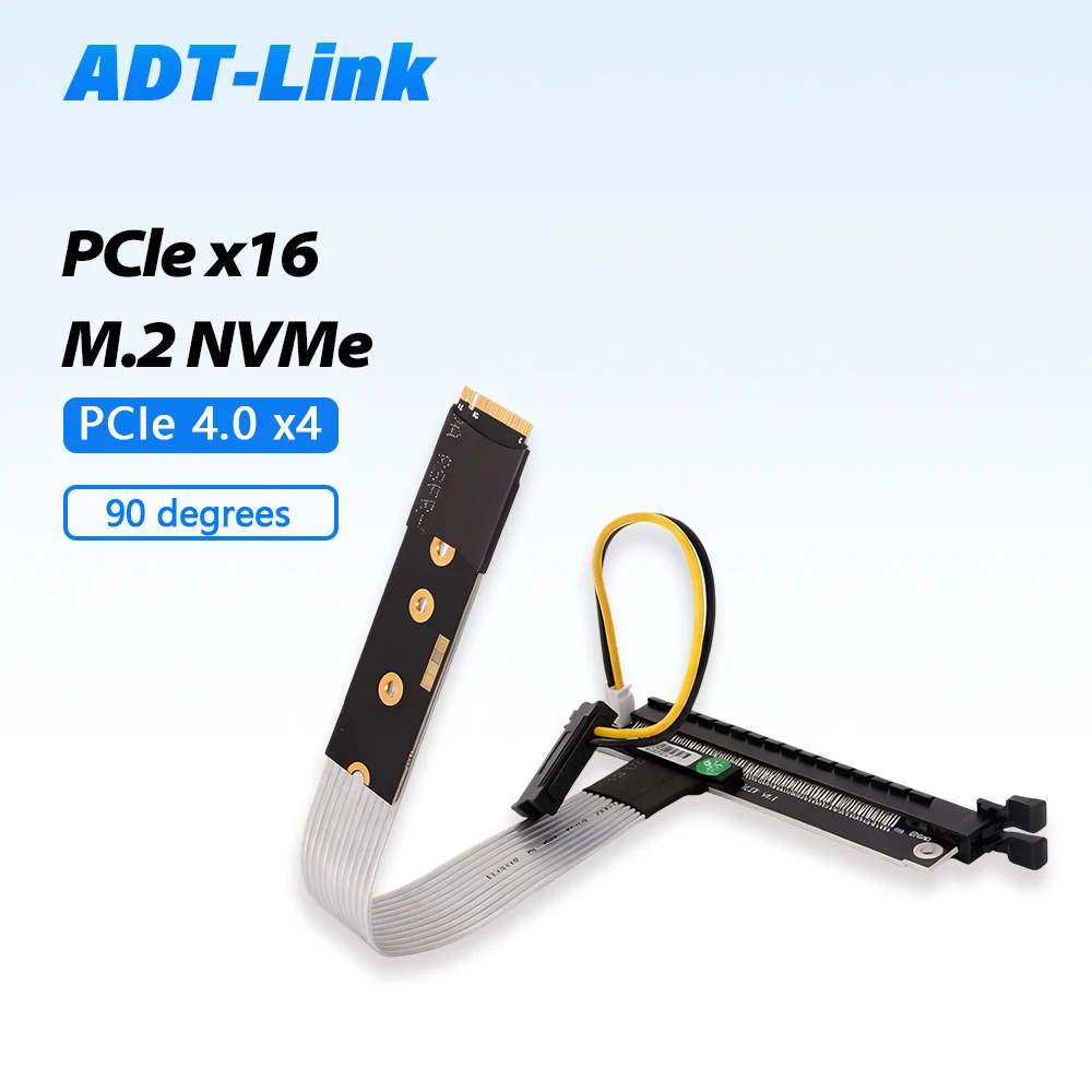 M.2 NGFF NVMe To PCIex16 Motherboard Graphics Card GPU Extension Cable 90-Degree Right Angle for STX Motherboards M2 To 16x PCI