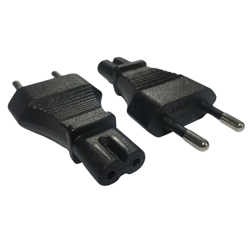 Black EU 2 Prong to IEC C7 Female AC Power Adapter Plug Europe 4.0MM Male to Figure 8 Receptacle Power Cable Converter Socket