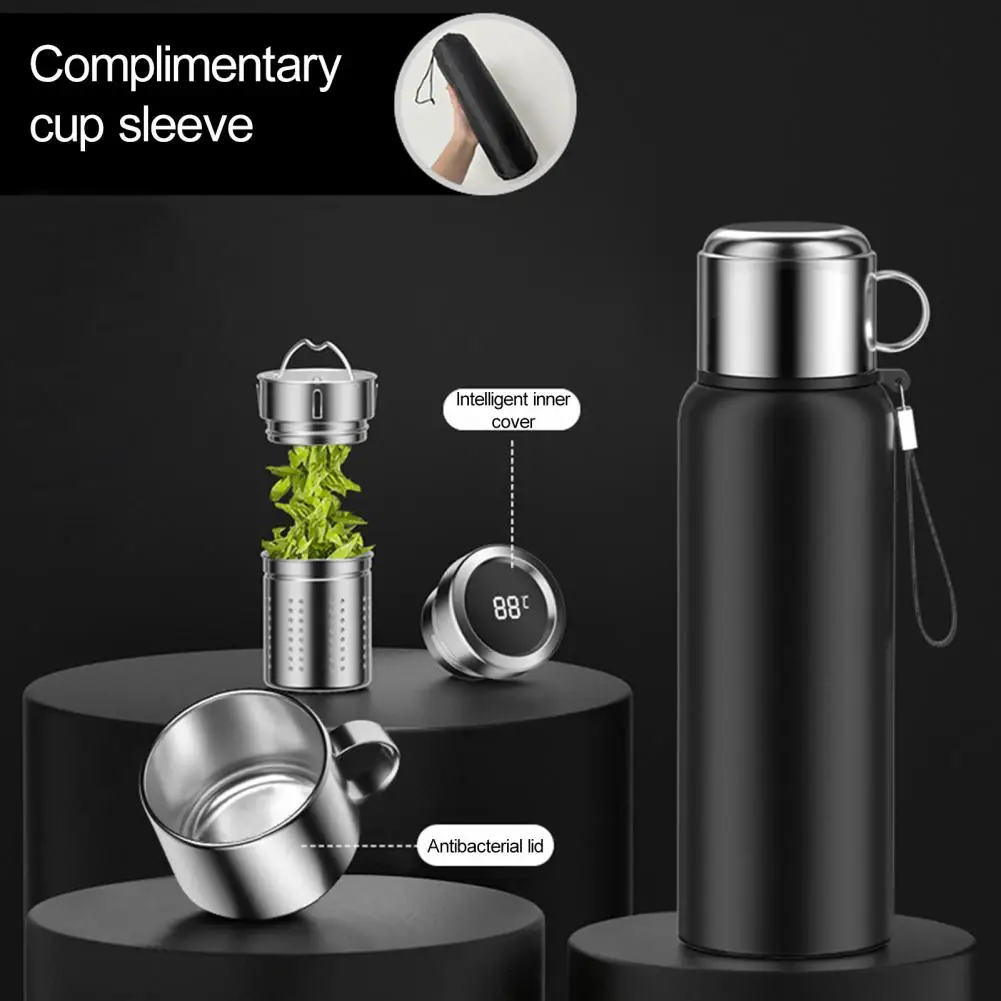 600/800/1000/1200/1500ML Travel Tumbler Stainless Steel Vacuum Flask Temperature Display Water Bottle Drinkware Hiking Flask