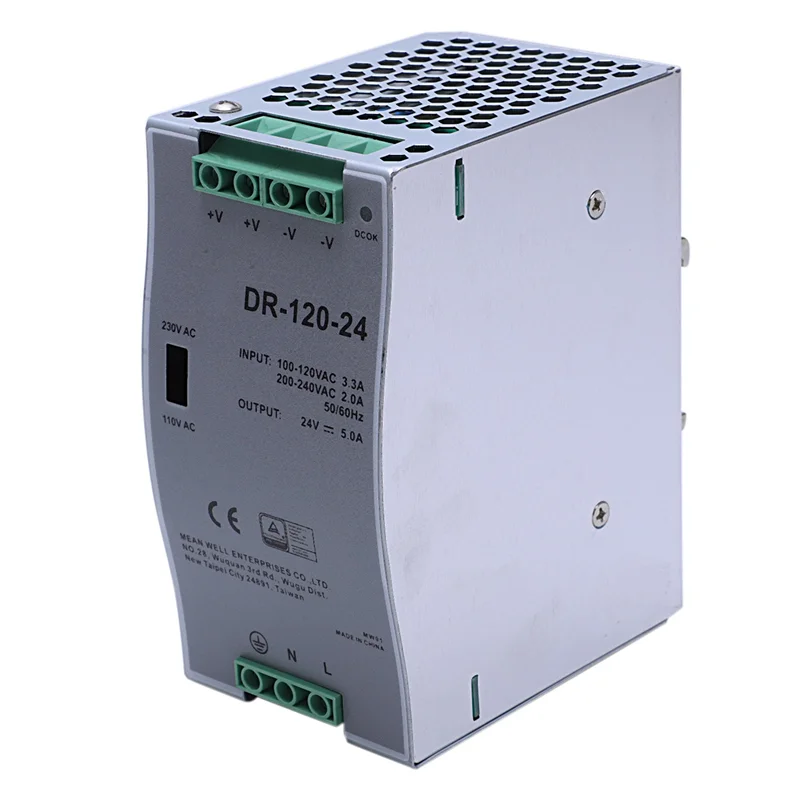 

【CLEARANCE】6X DR-120-24 120W Industrial Grade Rail Power Supply 24V5A Switching Power Supply Rail Mounting Switching Power Suppl