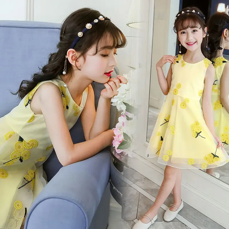 New Summer Girls Casual Dresses 2 3 4 10 To 12 Years Old Elegant Children's Clothing Kids Clothes Student Fashion Princess Dress