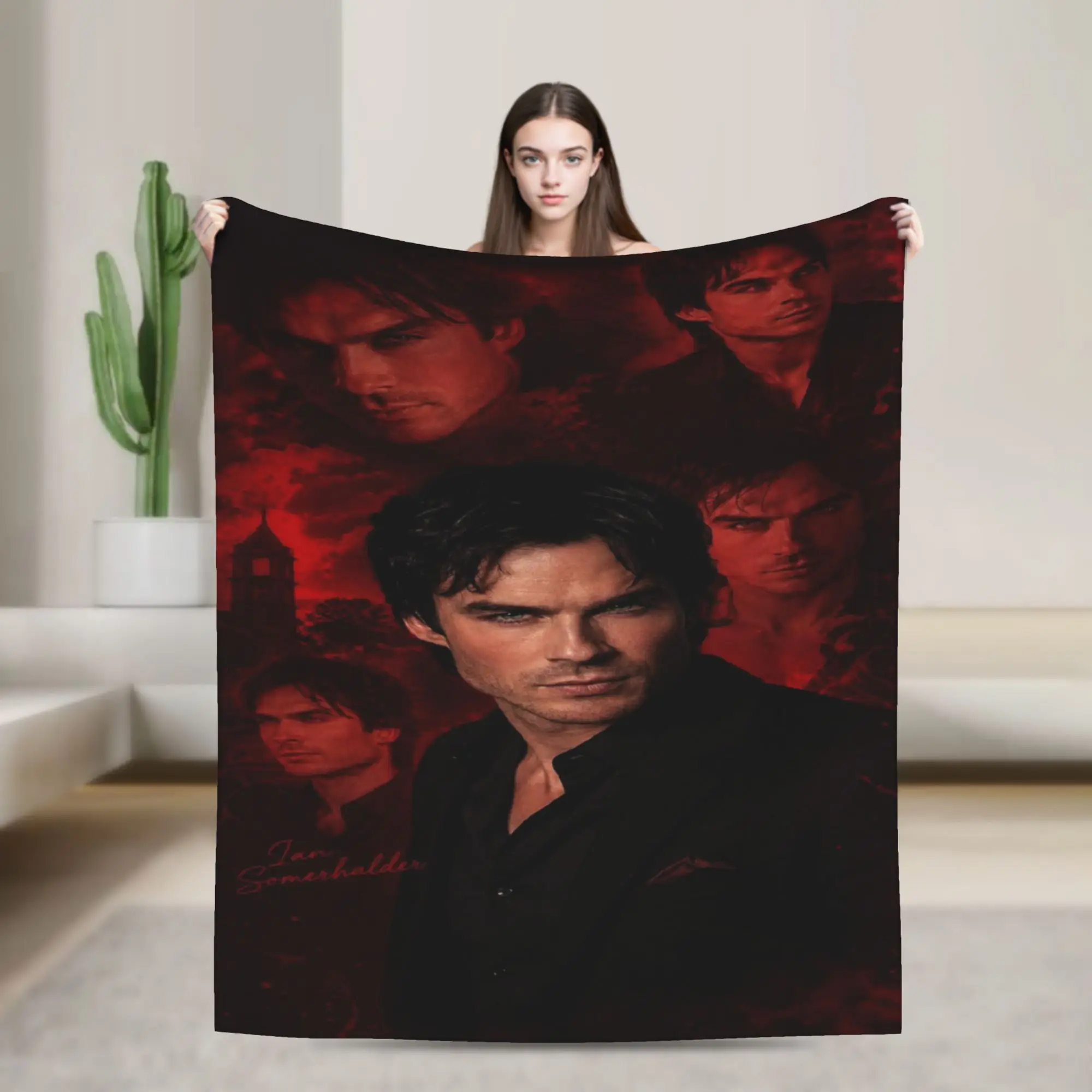 Damon Salvatore Blanket Fleece  Relax Soft Throw Blanket for Bed Bedspread