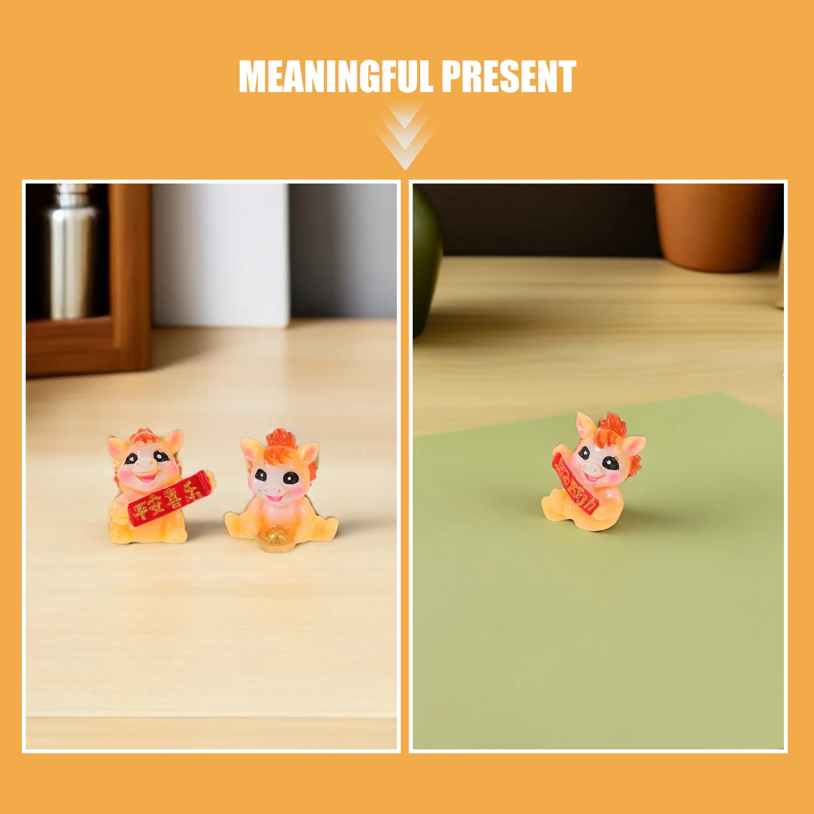 6 قطعة تماثيل حصان مصغرة 2026 الصينية زودياك تمثال راتنج لمهرجان الربيع ديكور المنزل سطح المكتب كعكة توبر محظوظ الحيوان