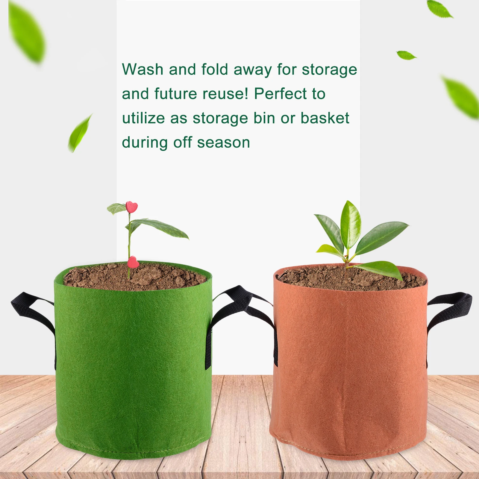 

4pcs Plant Grow Bag Large Capacity Vegetable Plantting Pouch Thickened Non Woven Fabric Durable Sturdy Handle Storage Reusable