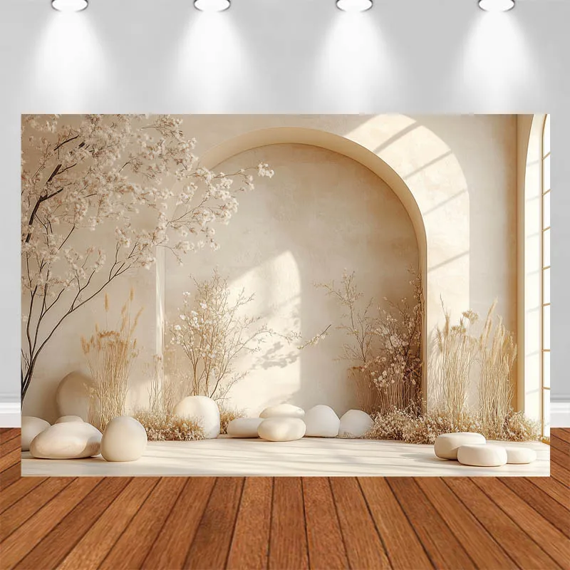 LS Instagram Style Photography Background Arched Doorway Wall Dried Flowers Decor Wedding Adult Portrait Photo Backdrop Studio