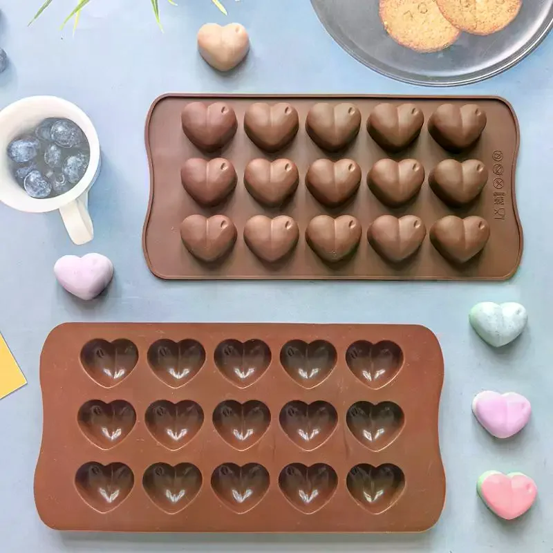 15 Cavity Love Silicone Chocolate Mold Heart Candy Jelly Baking Ice Cake Mould Candle Soap Making Valentine's Day Gifts