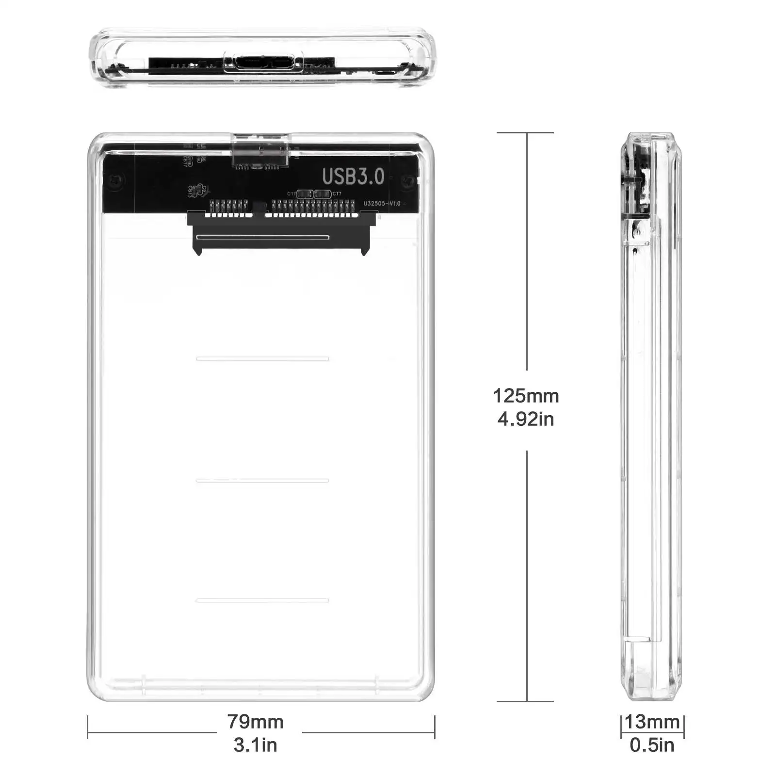 USB Type C Transparent 2.5 Inch External Storage Case SATA to USB 5Gbps HDD SSD Case Hard Drive Enclosure Support For PC Laptops view 6