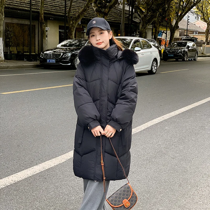القطن وسادة مبطنة المرأة سترات الفراء طوق مقنعين معطف طويل سميكة البخاخ يندبروف معطف مكتب سيدة الشتاء ملابس خارجية #4