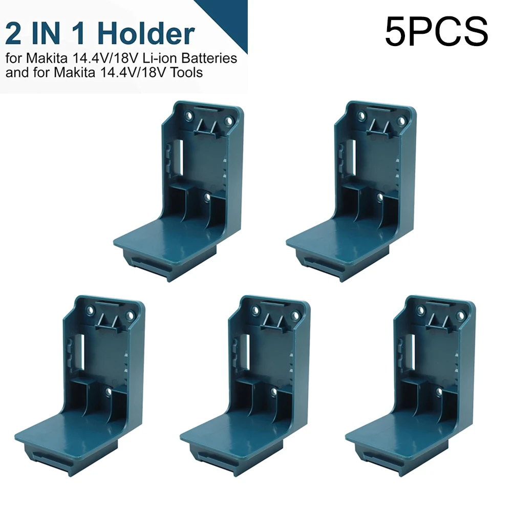 5pcs Power Tool Battery Mount Holder 2 IN 1 Tool Holder for Makita Battery Tool Storage Rack Bracket with Screws DIY