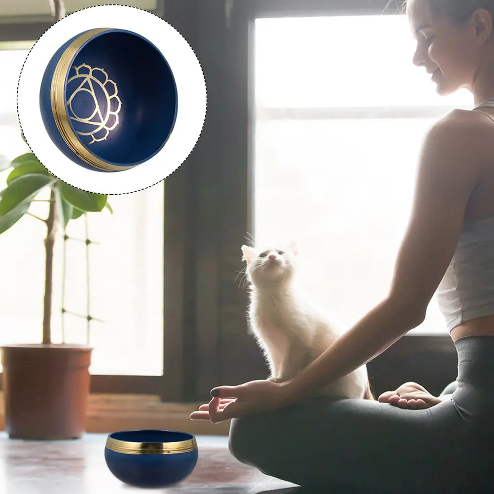 

Nepal Sound Bowl Meditation Tool Yoga Blue Singing Bowl Set Copper Wood Portable Travel Relaxation Spiritual