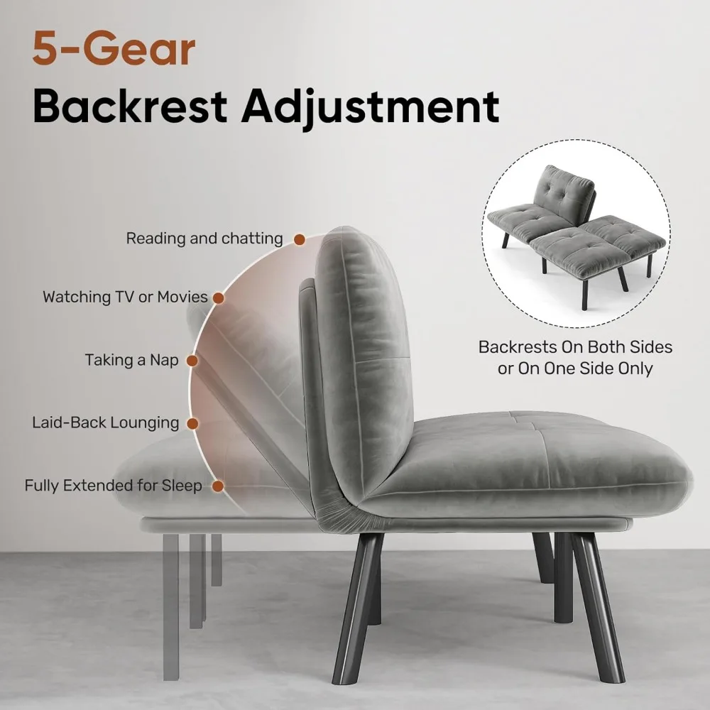 مسند ظهر قابل للتعديل لأريكة فوتون مع وسادة سميكة من القماش المخملي لصالة غرفة المعيشة واستخدام القسم #5