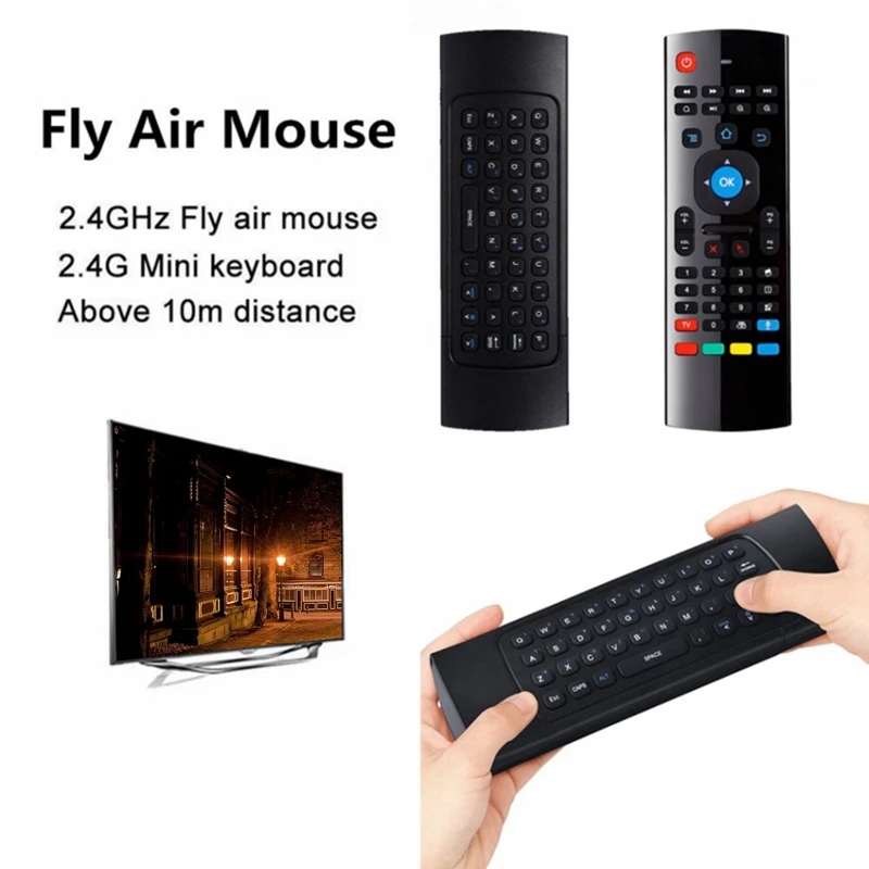A33T 2.4G Wireless Air Mouse Remote Control Voice Smart Keyboard for Android TV Box MX3 6-in-1 Function 10M Range 2Pcs