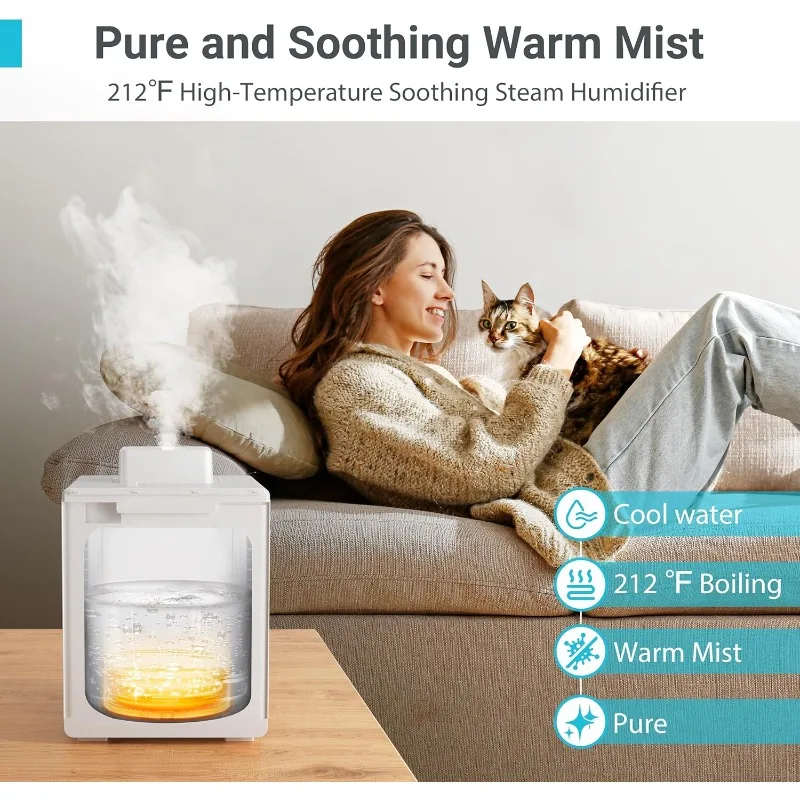 Stainless Steel Humidifier, 3L Warm Mist Humidifier, Easy Clean with Warm Steam Humidifier, Healthy Air Mist Humidifiers