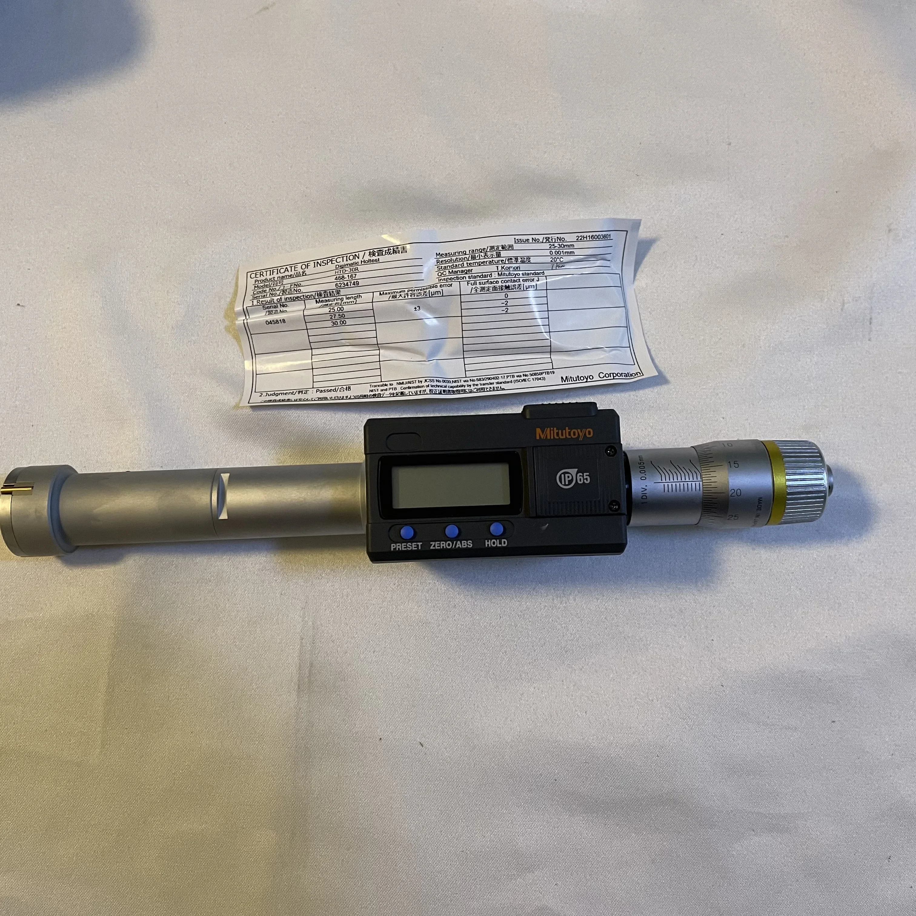 

Mitutoyo 468-166 digital three-point internal micrometer, 20-25mm digital holtest