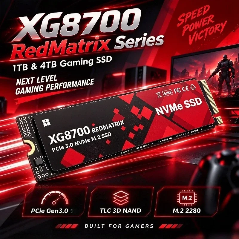 XG8700 M.2 NVMe SSD PCIe 3.0 High‑Speed Internal Gaming Solid State Drive 500GB 1TB 2TB 4TB Capacity for PC Laptop