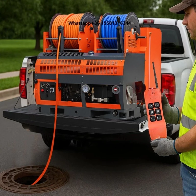 AMJET WS3040-Pro 300bar High Pressure Water Jet Sewer Cleaning Machine 10gpm Water Jetter Drain Cleaning Machine 95m Hose Clean