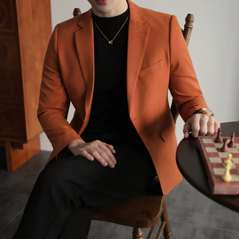 

Мужской деловой повседневный пиджак Slim Fit в нескольких цветах, модный, больших размеров, из полиэстера, с воротником-стойкой, немнущийся...