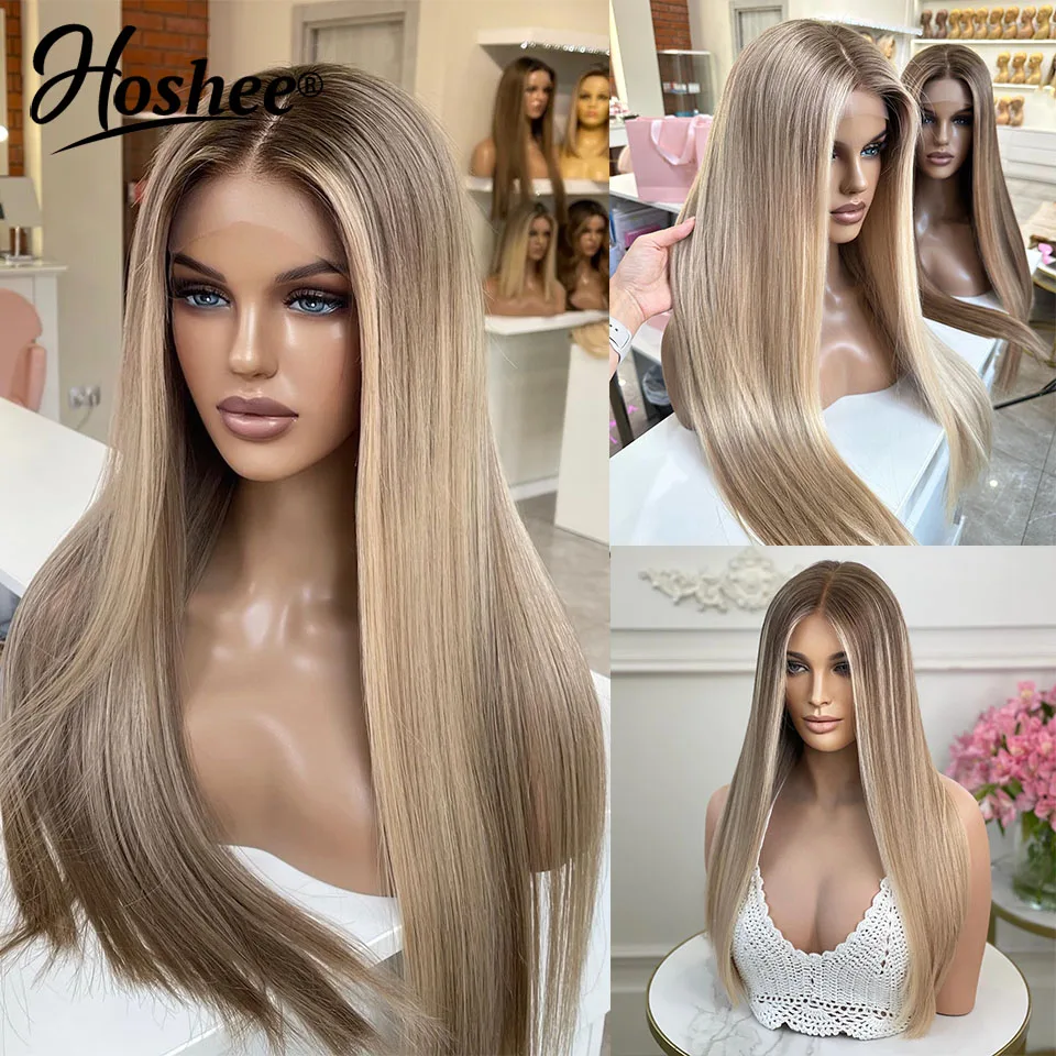 

Ash Brown Highlight Human Hair Wigs 613 Colored Ash Blonde 13x4 Lace Frontal Wigs Human Hair Transparent Lace Wigs For Women