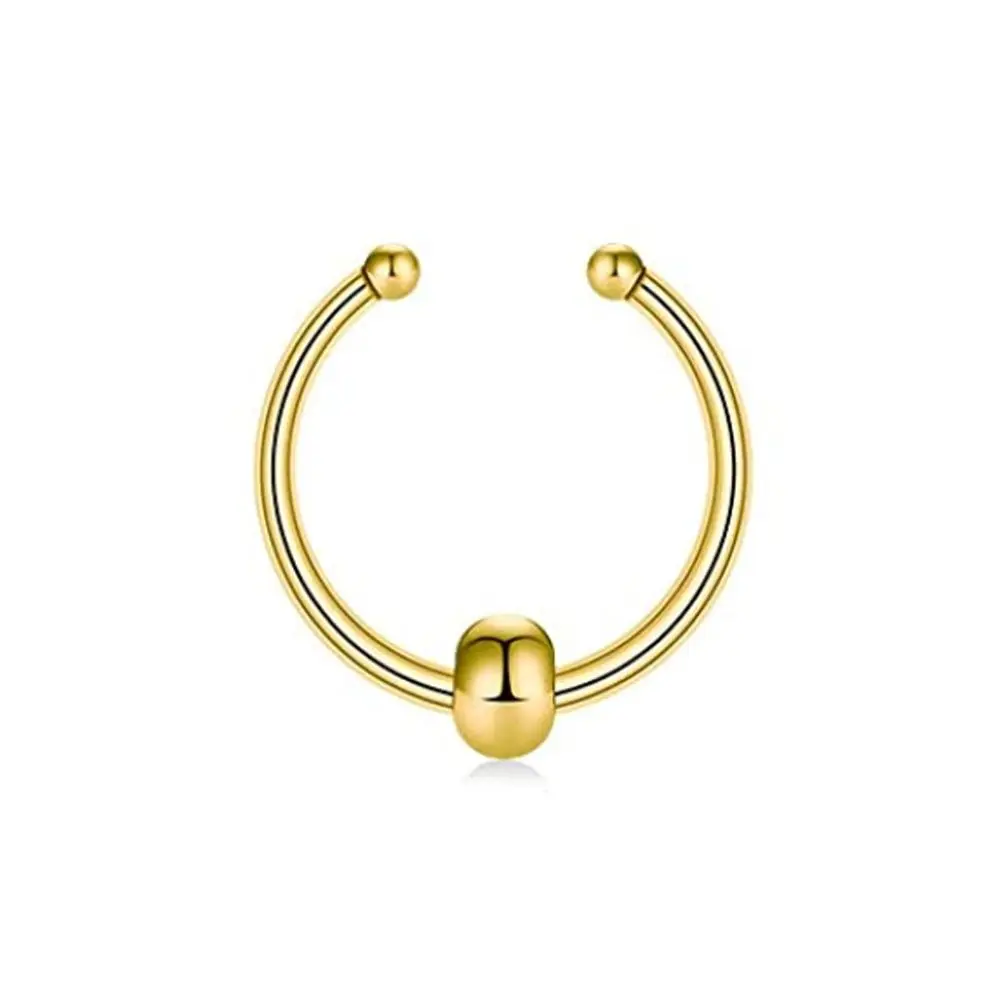 

Trendy Metal Fake Nose Septum Rings Non Piercing Bead Multicolour Geometric Daily