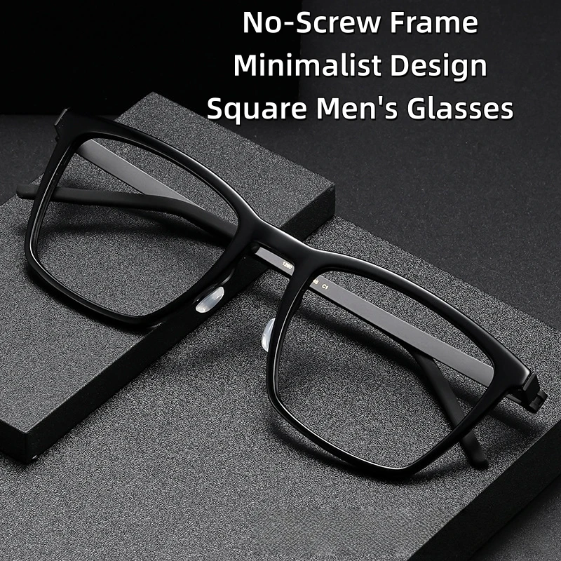 

Danish Design LIND 1260 No-Screw Square Glasses, Premium Acetate & Titanium, Men and women Comfort Fit, Prescription Ready