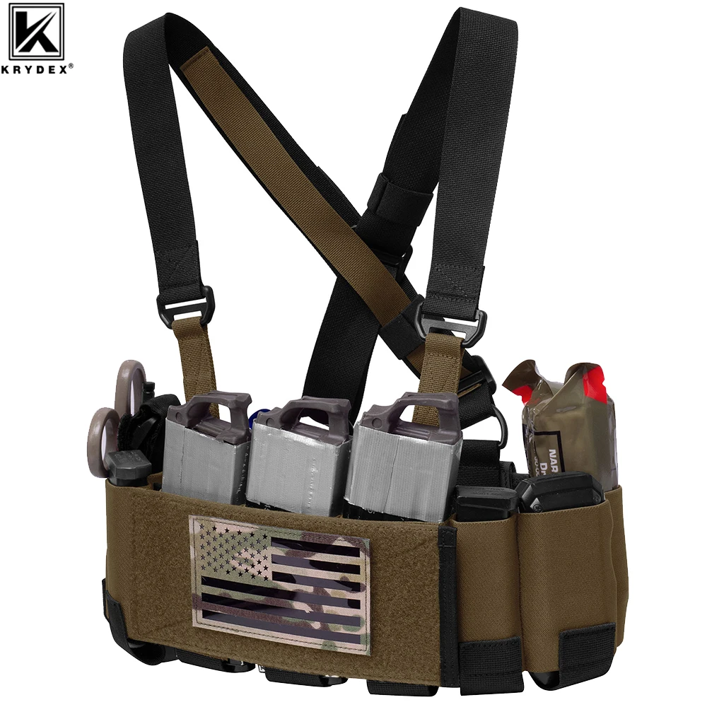 

KRYDEX Tactical 5.56 Ready Rig Low Vis Chest Rig Elastic Cummerbund Concealed Lightweight Adjustable Vest Coyote Brown