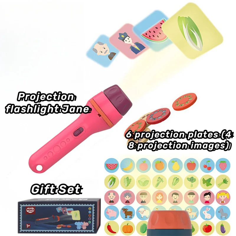 Flashlight Projector Toy 48 Appealing Designs Growth Bedtime Storytelling Learning Educational Play For Kids Gift