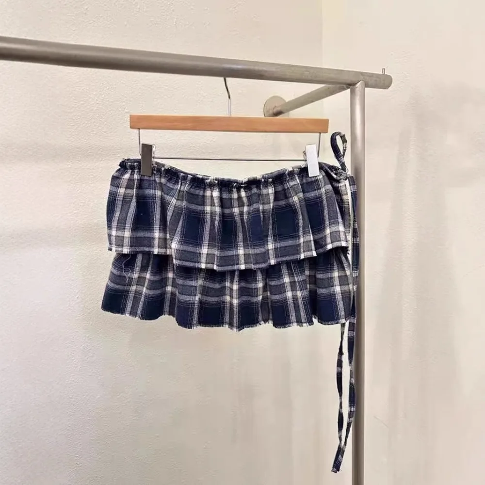 الهيب هوب طبقة وتتسابق منقوشة تنورة الحلو Y2K الدانتيل يصل وشاح الورك الكورية نمط قميص موسع تكدرت حافة حزام الخصر الجينز ديكور