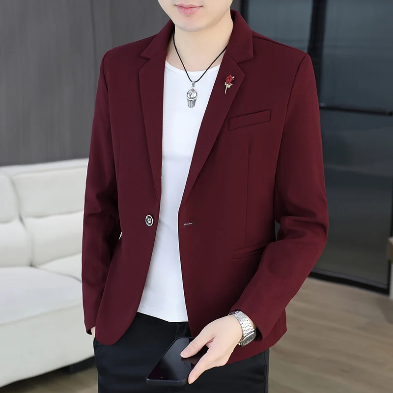 

Блейзер для улицы, мужской велосипедный модный деловой повседневный однотонный корейский вариант, персонализированный пиджак для пешего туризма, свадьбы, официальной одежды