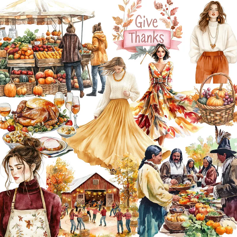 

Наклейки на День Благодарения, наклейки для рукоделия и скрапбукинга, детские игрушки, книга, декоративные наклейки, канцелярские принадлежности «сделай сам»