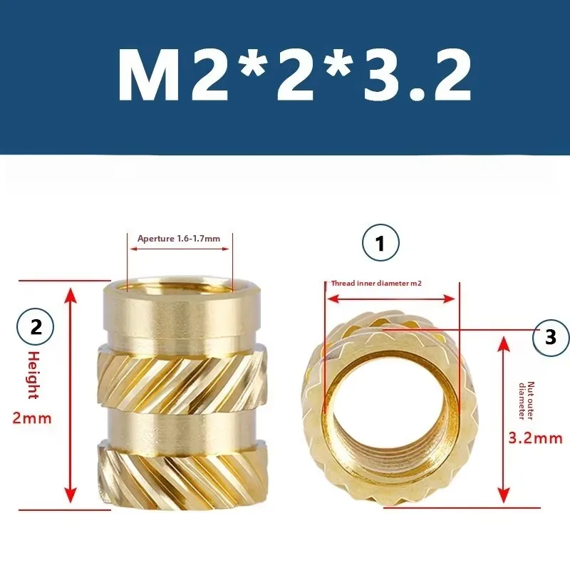 

Uiz For Brass Melt Knurled Nut Thread Heat Molding Double Twill Injection Embedment Copper Nut 3D Insert Nut Set M2 M2.5 M3 M4 M