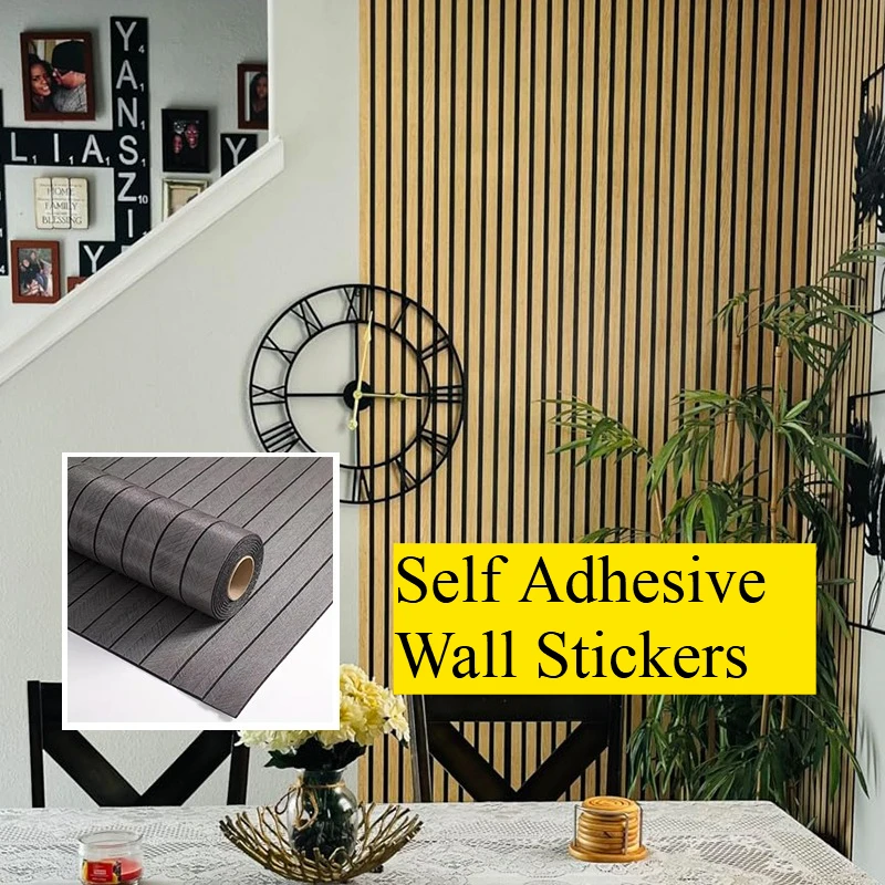 

Faux Grille 3D Wood Grain Self Adhesive Wallpaper Home Decor Peel and Stick Wallpaper for Bedroom Wall Thick Foam Stickers DIY