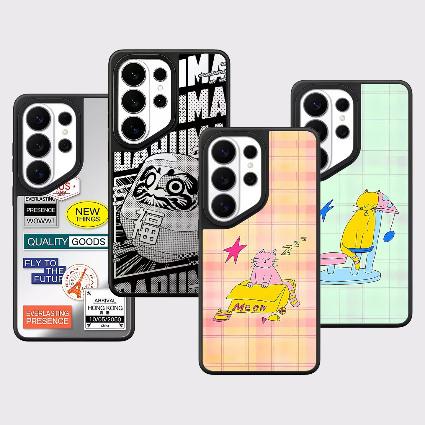 Meow Damo Doll Mirror Surface Magnetic Phone Cover for Samsung Galaxy S23 S24 S25 S26 Ultra S26+ Plus Case