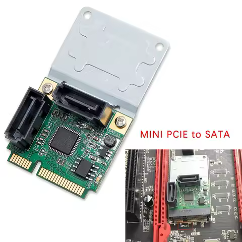 1PC*Mini PCI-E to 2 Ports SATA 3.0 Expansion Adapter PCI-Express Chip Expansion Adapter Card Mini PCIe to dual SATA add on card