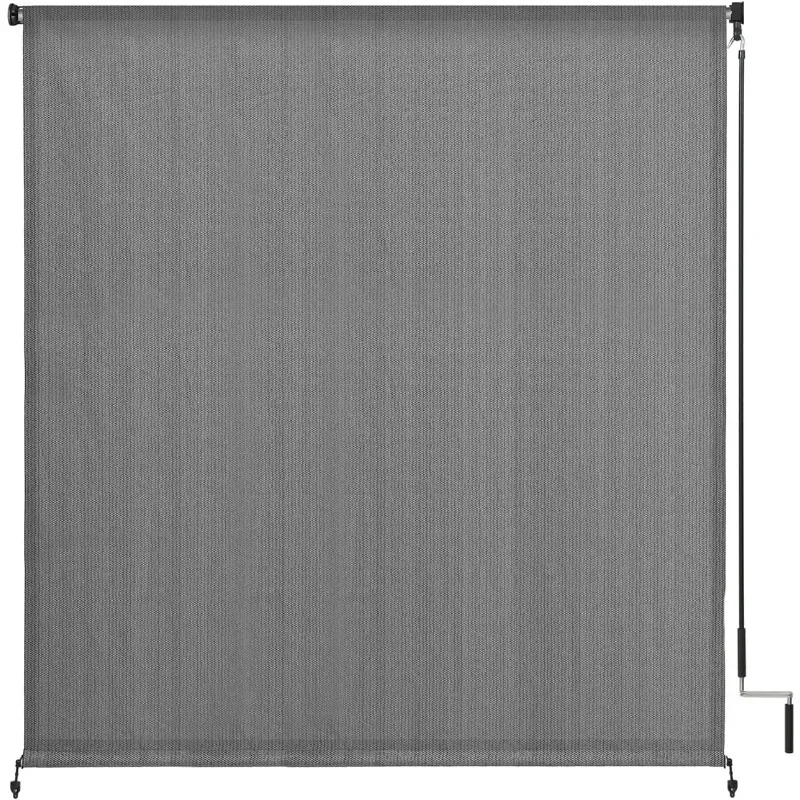 home.Outdoor Roller Shade, Patio Cordless Blinds Roll Up Shade (7' W X 8' L), Grey