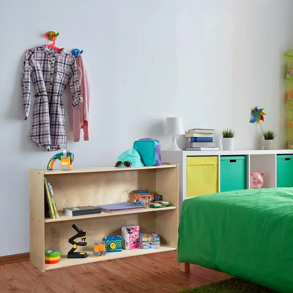 Great Discounts.Daycare Shelves for Kids, Bookcase with 2 Shelves for Storage, Wood Furniture for Toddlers, Children.new