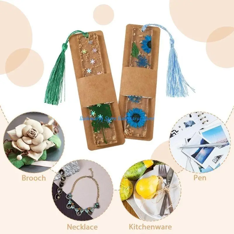 

573B 30pcs Resin Holder Kraft Paper Sleeves Cover Blank Display Cards for Bookmark Wrapping Packaging