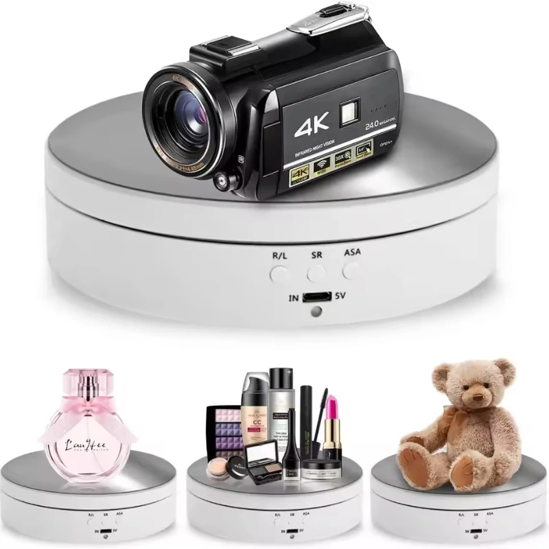 3-Speed Electric Turntable with Different Platform 360° Motorized Photography Stand for Product Jewelry Display&Ads Shooting