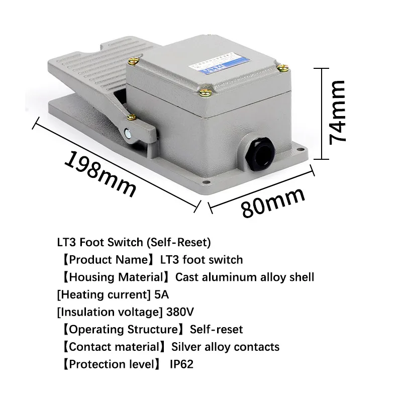 

LT3 Momentary Foot Pedal Switch - NO/NC Contact for CNC Machine & Automation Equipment