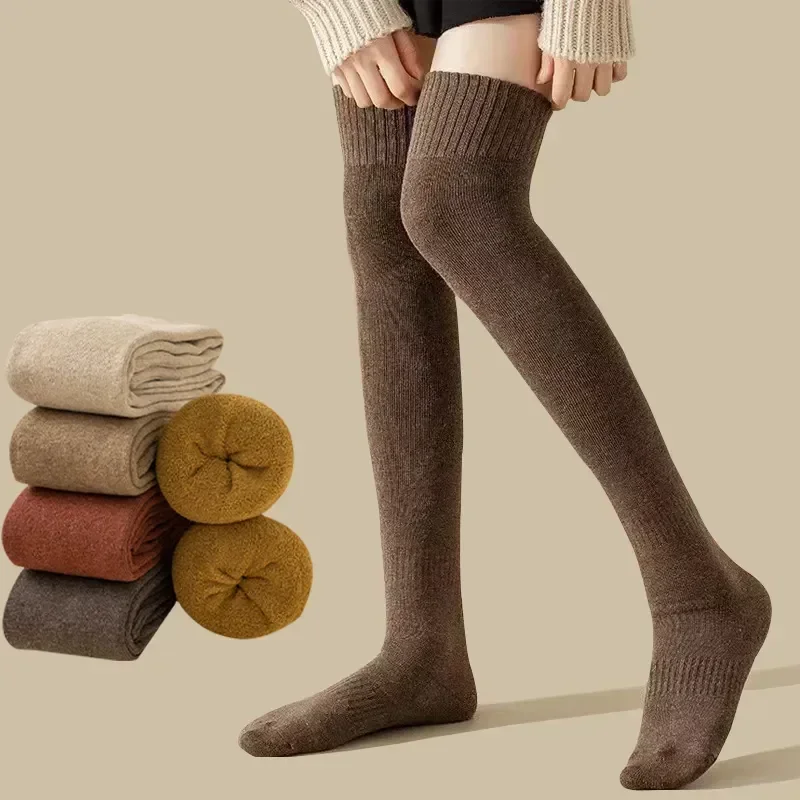 Socks Terry Thigh Long Blend Women's Knee 3pair/lot Sock Winter Harajuku Warm High Over Girl Thickened Cotton Stockings Fashion