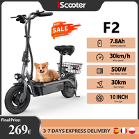 iScooter F2 Electric Scooter 500W Foldable Scooter 7.8Ah Electric Kick Scooter 30km Range 30km/h E-Scooter With Basket 2025