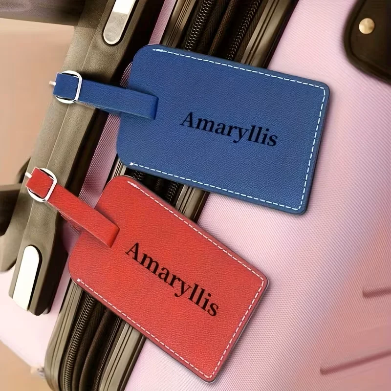 Customisable Faux Leather Luggage Tag - Personalised Text/Logo | Minimalist Luggage Tag | Durable Luggage Label