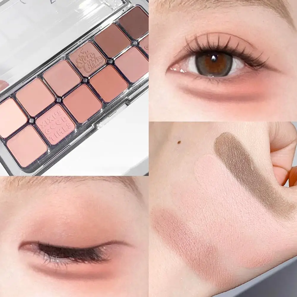 Misty Muse Paleta de sombras de 12 cores, brilho brilhante, iluminador fosco, blush, paleta de maquiagem multifuncional para mulheres