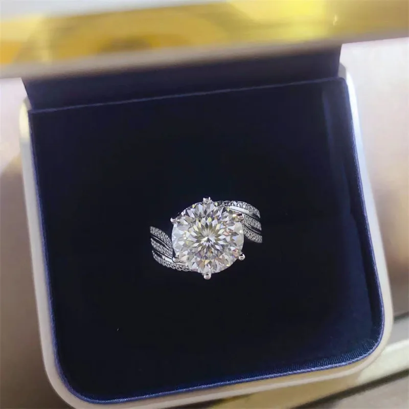 

Банкетное кольцо Banquet Moissanite PT950 Platinum 5 Carat Three Lives Fate для женщин, роскошное украшение для вечеринок и свиданий