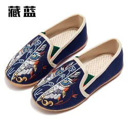 Moda meninos sapatos confortáveis estilo chinês bordado algodão pano sapatos para crianças sapatos planos casuais das crianças único sapato