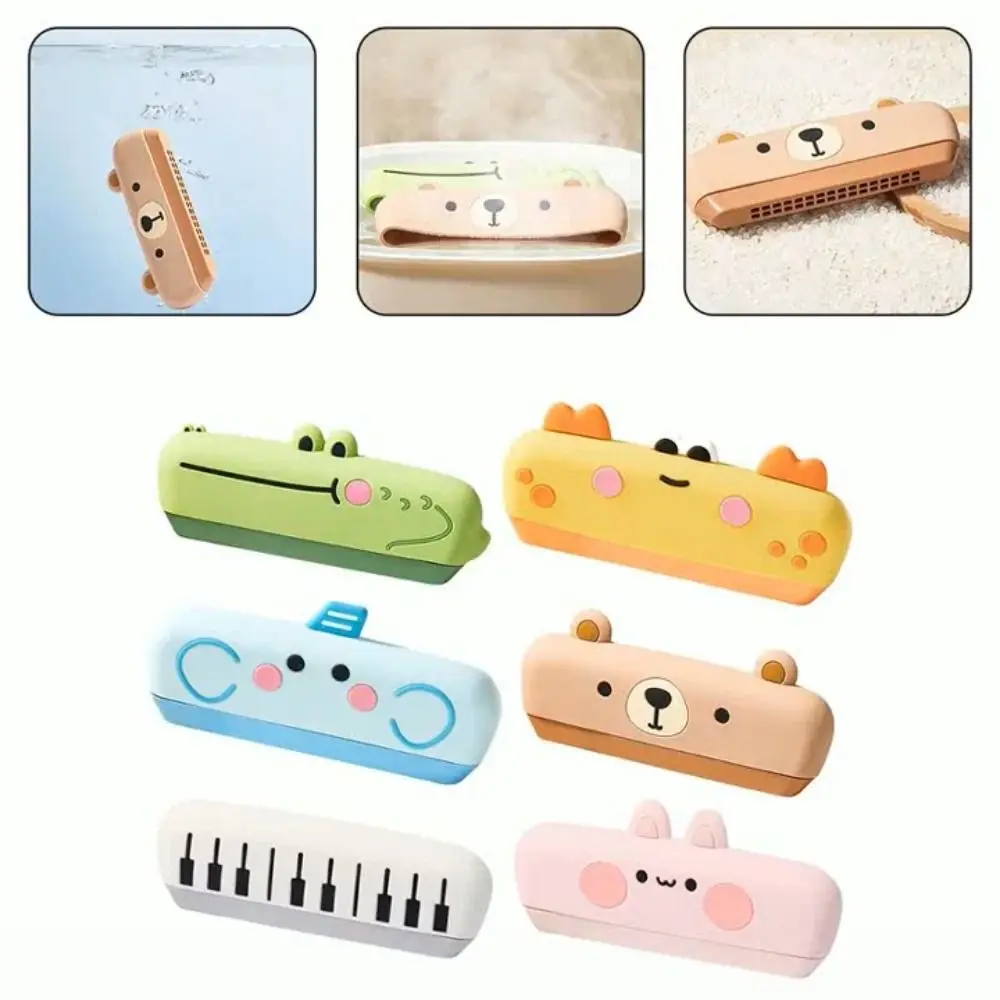 Armónica de silicona de 16 agujeros para niños, armónica educativa ligera de dibujos animados, aprendizaje de música Montessori, juguete para niños