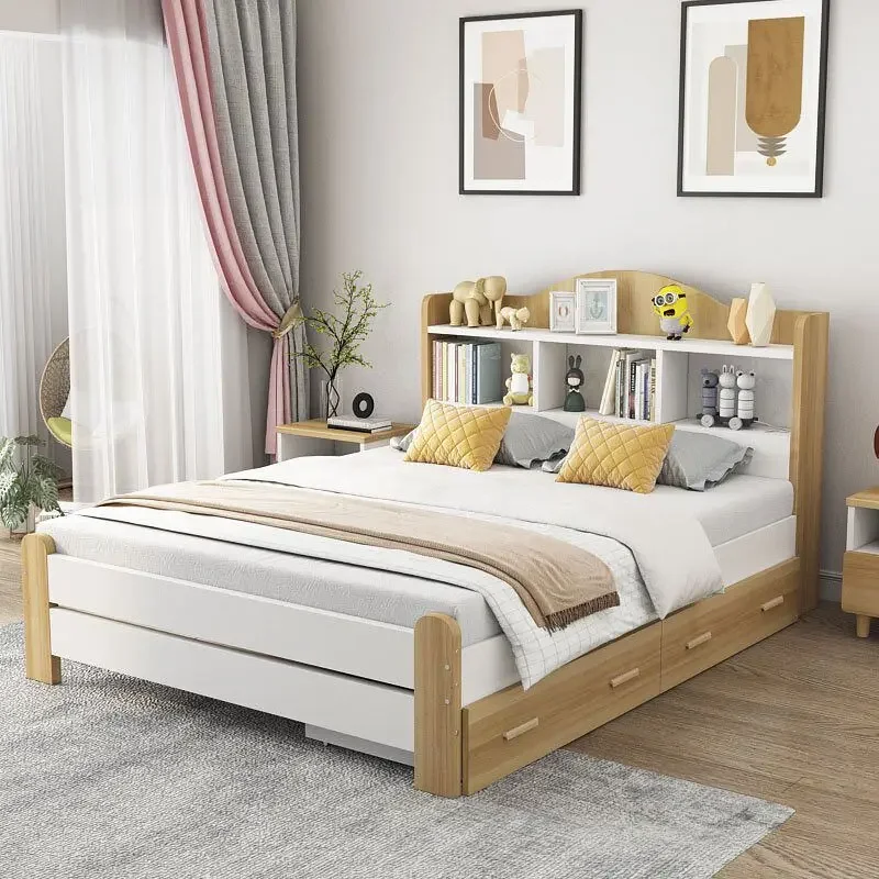 سرير بسيط وحديث من الخشب الصلب، منزل، سرير رف الكتب #4