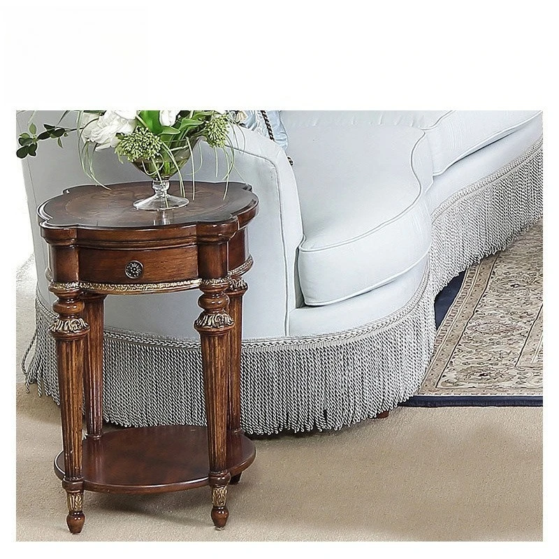 European round lamp table oval small coffee table log color handmade veneer parquet high-end