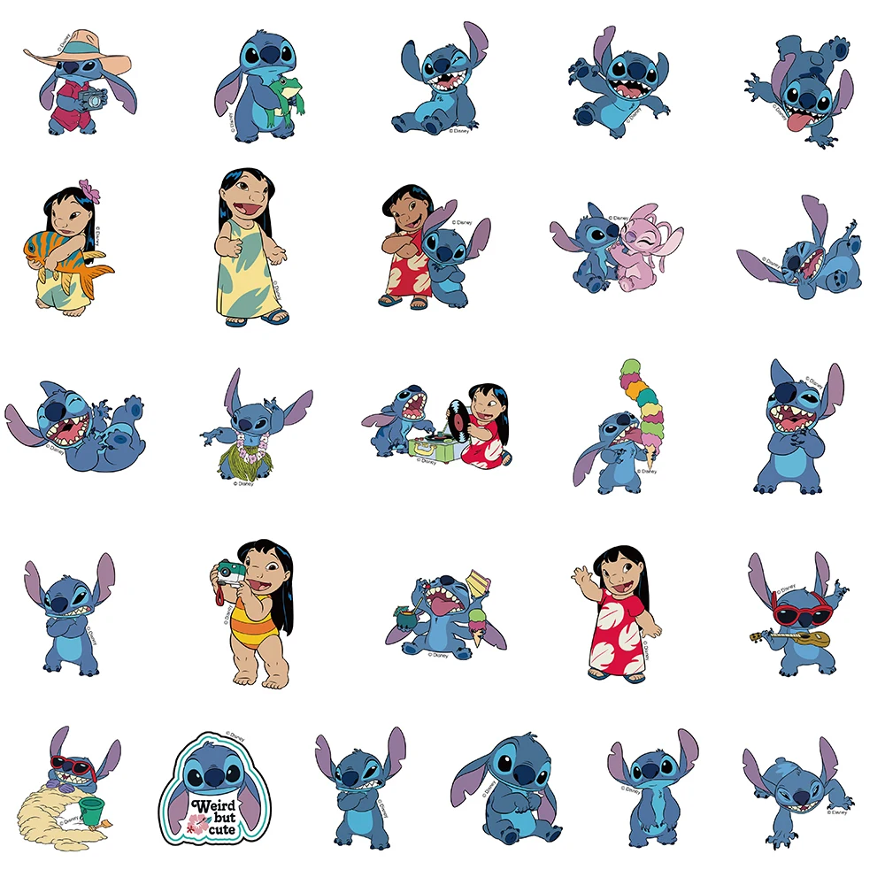 10/30/50pcs Drôle Disney Anime Lilo & Stitch Autocollants Kawaii Graffiti Autocollants BRICOLAGE Notebook Valise Téléphone Mignon Décoration Autocollant