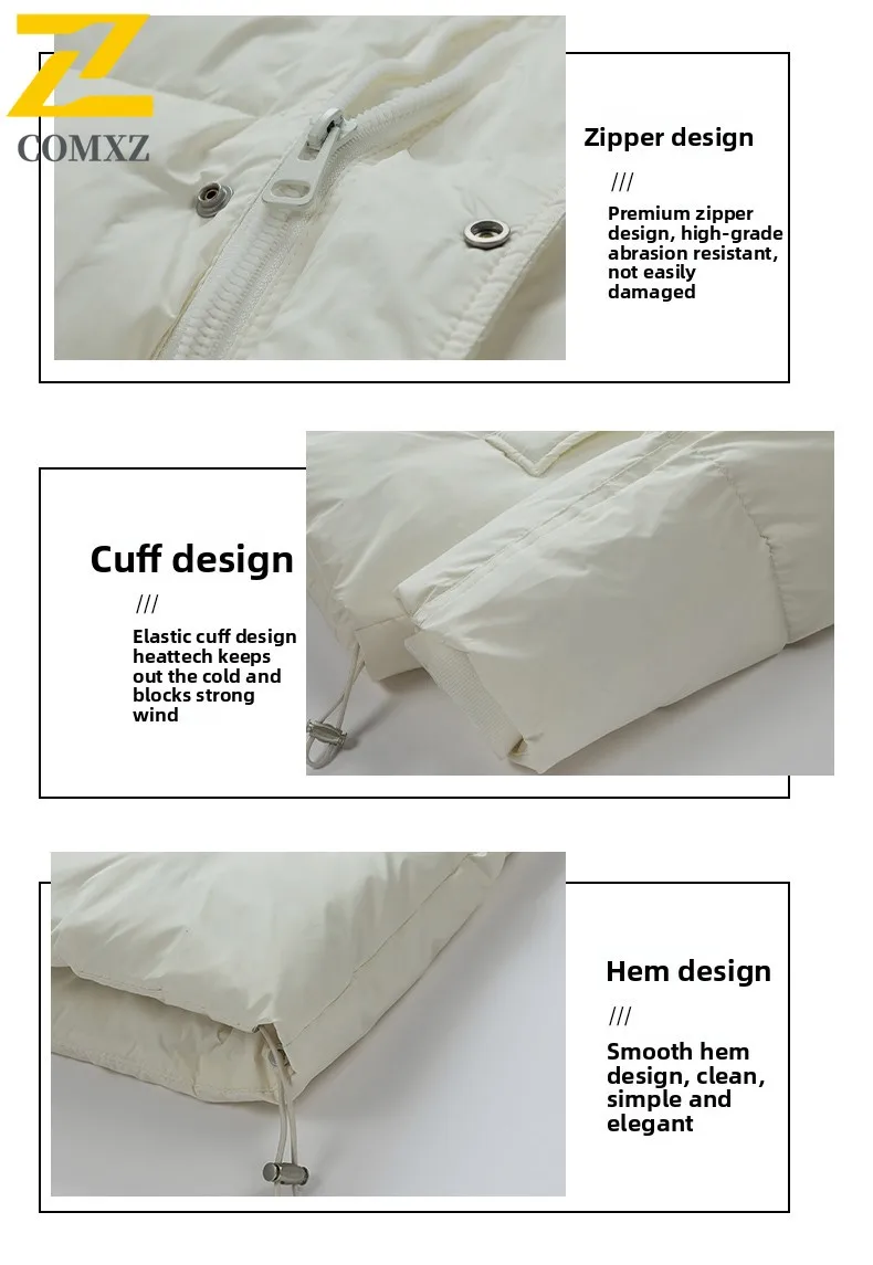 Autumn Winter Warm Stand Collar Down Jacket Loose Fit Thickened White Duck Coat Men Casual Puffer Outerwear Lightweight Comfort